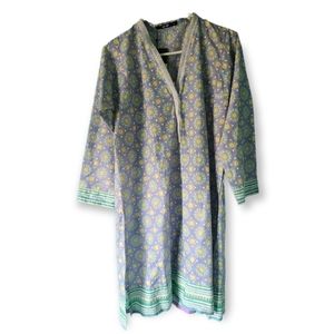 Purple Green Cotton Kurta